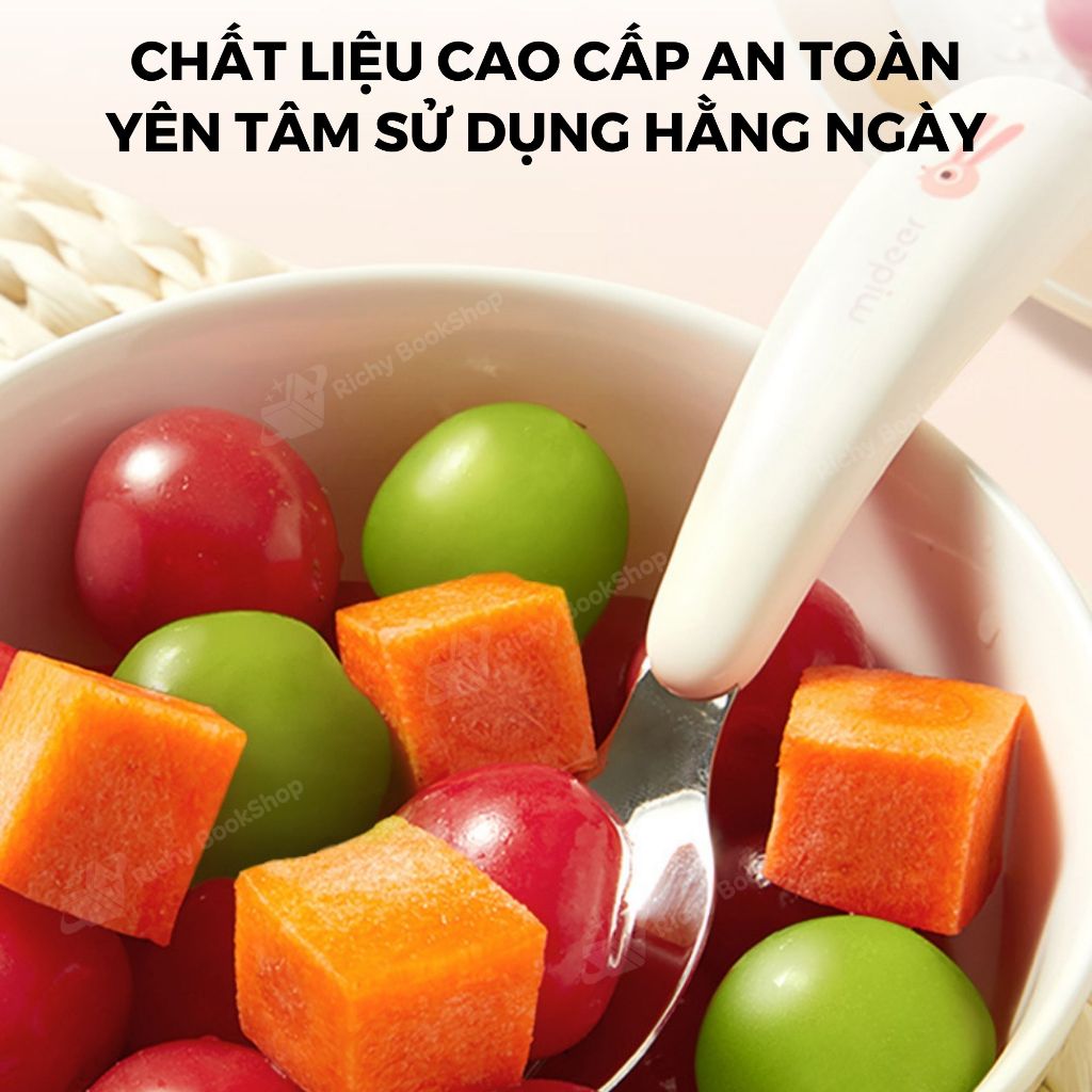 Bộ bát ăn dặm kèm thìa dĩa cho bé Mideer Kids Tableware