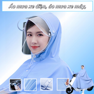 Áo mưa xe điện chạy pin có tấm trong suốt, áo mưa PVC một lớp và hai lớp, áo poncho xe máy người lớn có gương