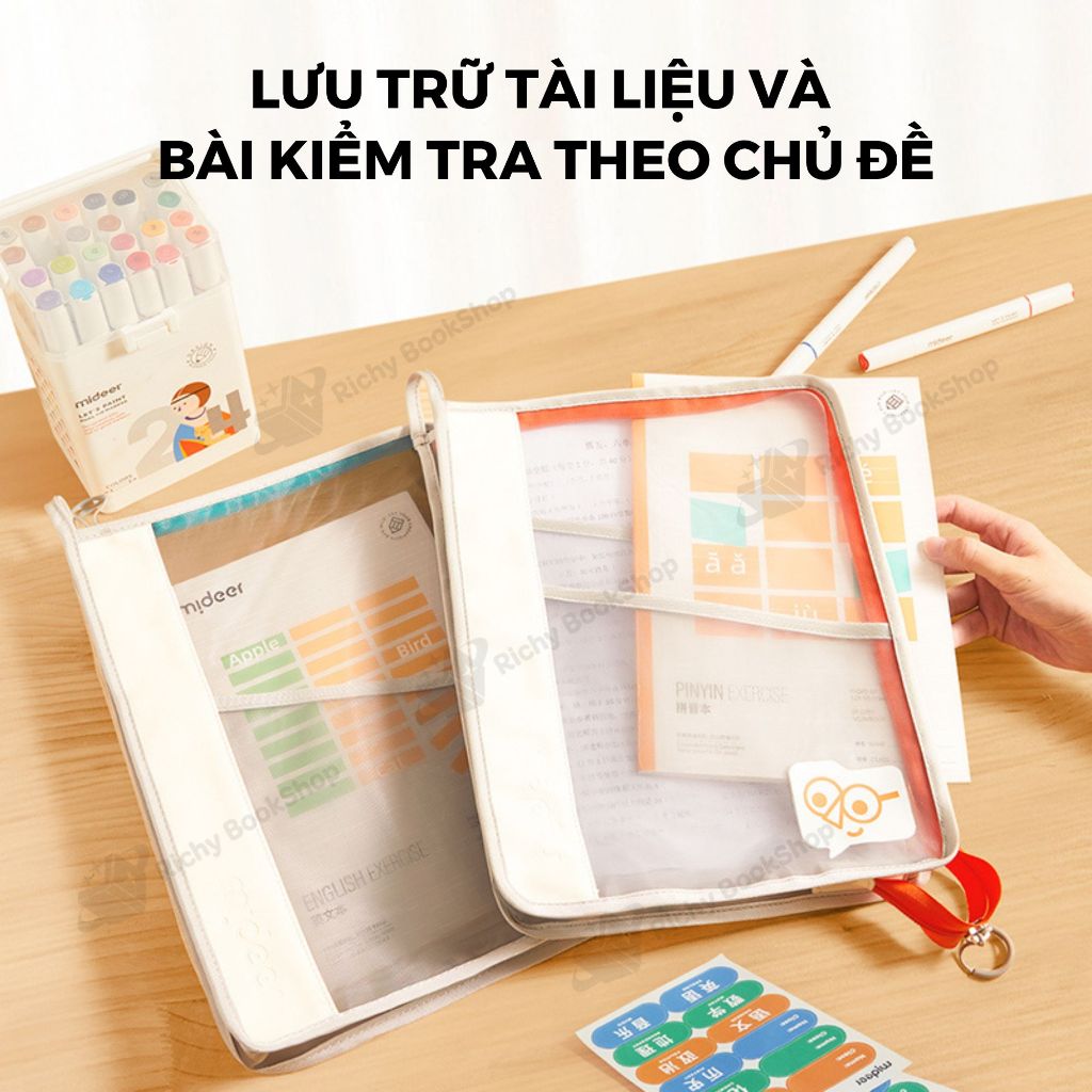 Túi đựng tài liệu Clear bag khổ A4 - Mideer Organized Subject Storage Bag