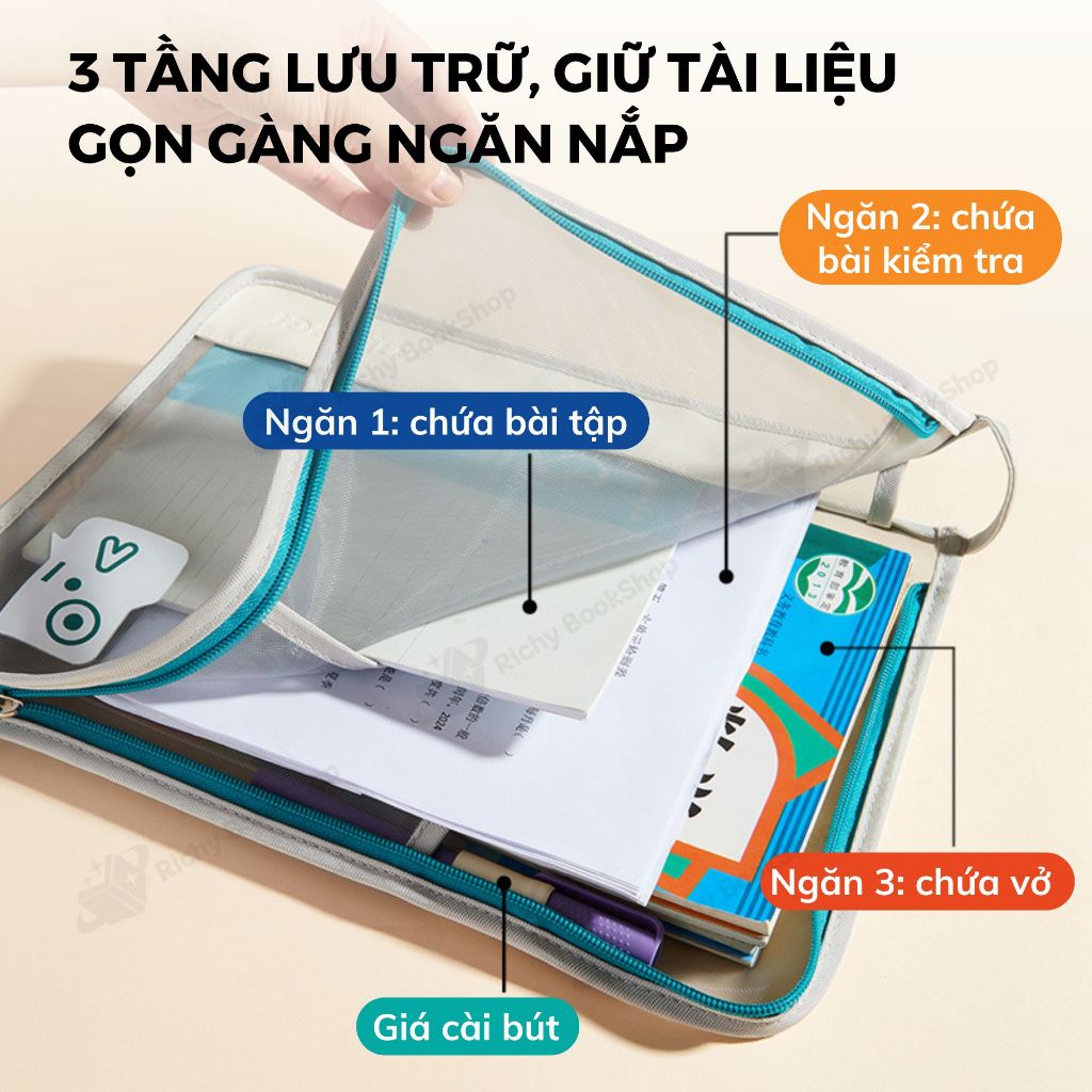 Túi đựng tài liệu Clear bag khổ A4 - Mideer Organized Subject Storage Bag