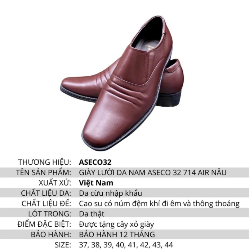 Giày Lười Da Cừu Đế Hơi Mã 714Air - Nâu