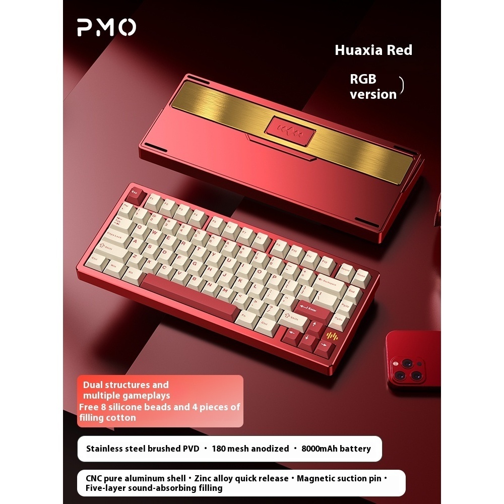 PMO WAVE75 (RD75) QMK bàn phím cơ nhôm CNC Đỏ Special | Shopee Việt Nam