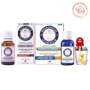Combo Ăn Ngon Thông Minh - Men Vi Sinh 10 Chủng BioAmicus lọ 10mL & BioAmicus Omega-3 DHA lọ 30mL