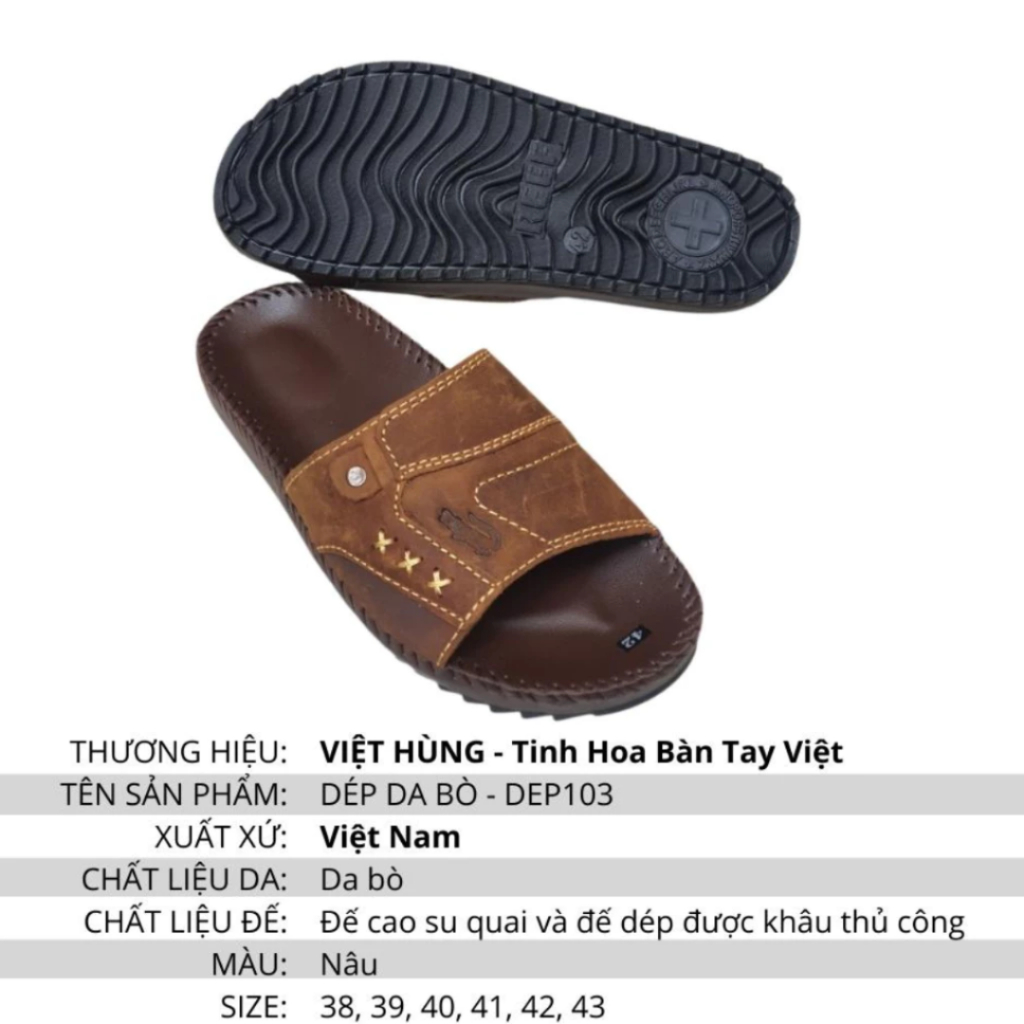 Dép Nam Da Bò Thật Dép Quai Ngang Nam Mã 103