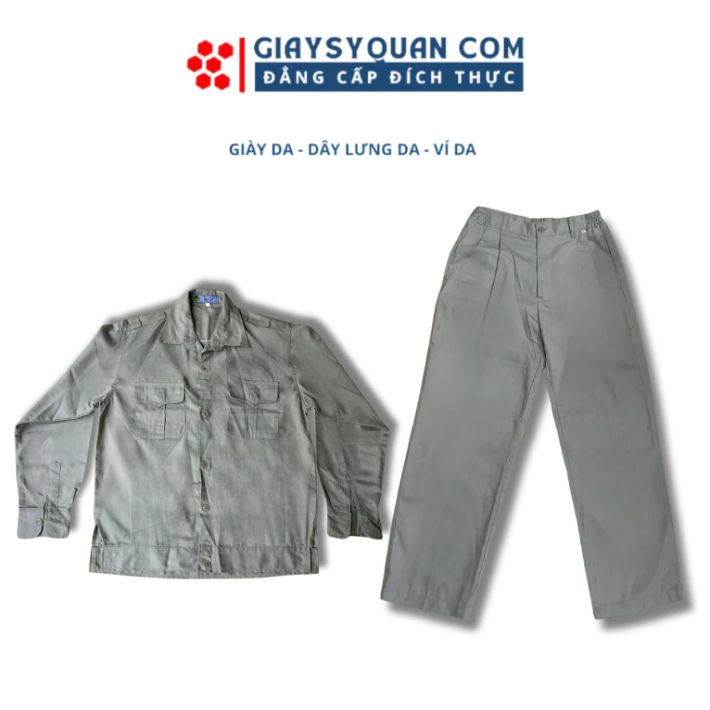 Bộ Quần Áo Lao Động Màu Xanh Đen Chất Vải Dày Dặn Đường May Chắc Chắn