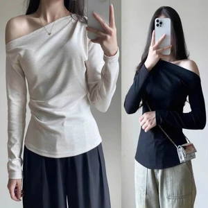 Áo Thun Lệch Vai Dài Tay Nhún Eo Mẫu Mới Vải Tăm Lông Thỏ Hàng Đẹp Cao Cấp Dày Dặn Mặc Ấm Form Xinh m88