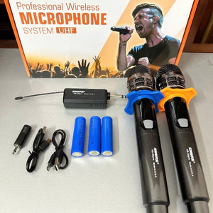 Bộ Micro Không Dây Bluetooth Pin Sạc - HS38pro Hát Karaoke Gia Đình Chuyên Nghiệp, Bảo Hành 12 Tháng