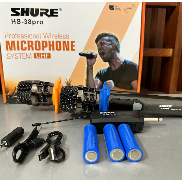 Bộ Micro Không Dây Bluetooth Pin Sạc - HS38pro Hát Karaoke Gia Đình Chuyên Nghiệp, Bảo Hành 12 Tháng