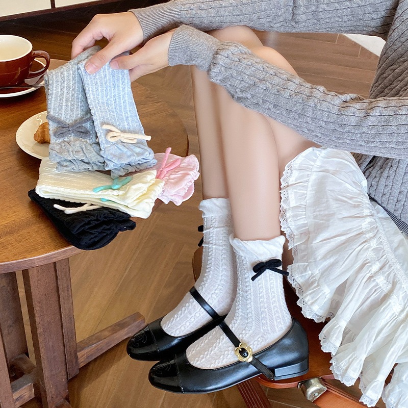 Vớ Tất nữ họa tiết Nơ loại đẹp 6 màu phong cách trẻ trung, năng động.