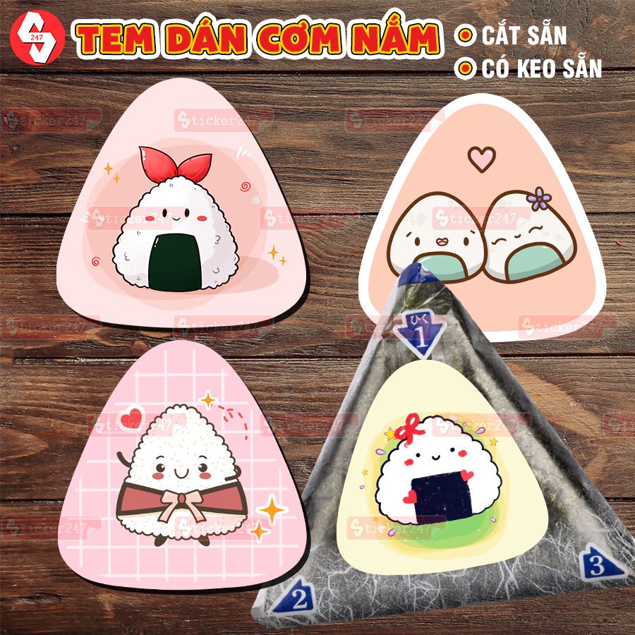 42 Tem Dán Cơm Nắm Onigiri 🍓 Sticker Dán Túi Đựng Cơm Nắm - Sticker Dễ ...