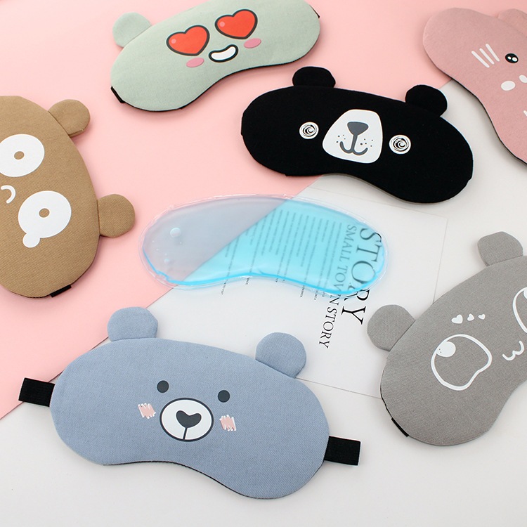 Bịt mắt gel cute hoạt hình, bịt mắt ngủ có túi gel làm mát cho du lịch, văn phòng, học sinh