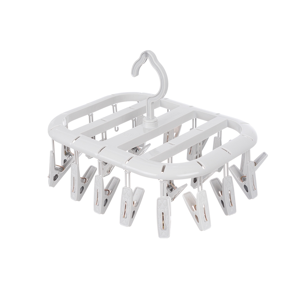 Mắc dù chữ nhật 2804, Giá treo quần áo Nhựa Việt Nhật, Móc treo đồ đa năng Mắc áo có kẹp tiện lợi, Kẹp đồ lót, tất
