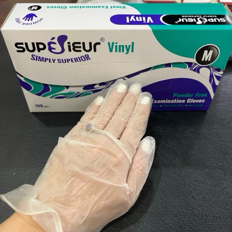 Găng tay vinyl SUPERIEUR, găng tay nhựa dẻo trong ( Hộp 50 đôi)