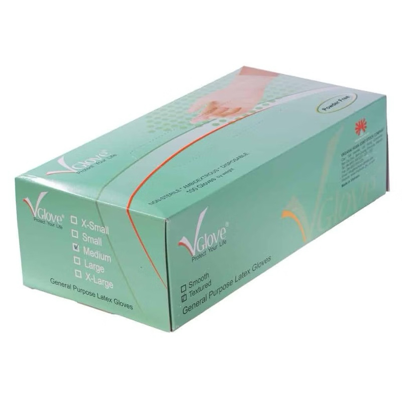 Găng tay y tế không bột VGlove, Găng tay cao su không bột. Hộp 50 đôi