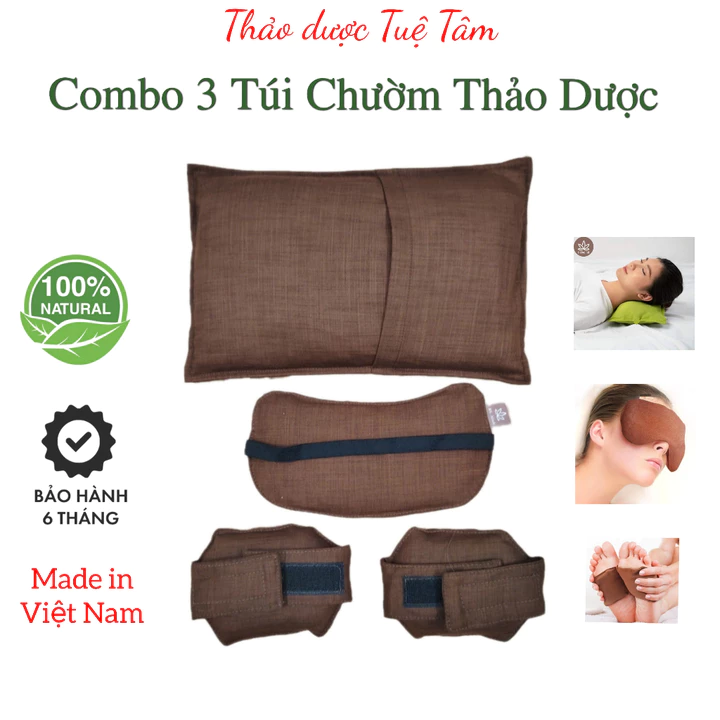 Combo 3 túi chườm nóng thảo dươc ĐA NĂNG + CHƯỜM MẮT + CHƯỜM CHÂN, gối chườm nóng lạnh thảo dược