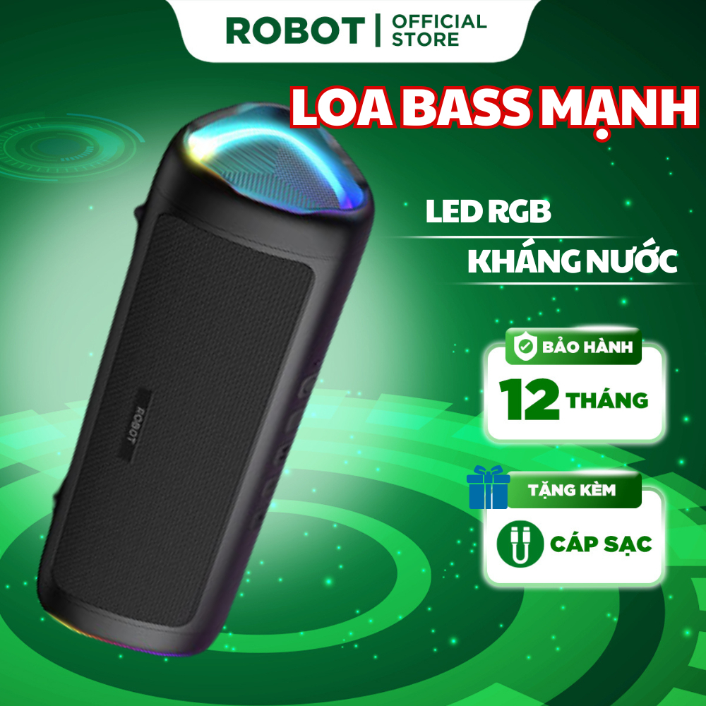 Ảnh Loa Bluetooth 5.3 Robot RB525 Bass Mạnh 10W Đèn Led RGB, Kháng Nước, Pin Trâu - Hỗ Trợ Kết Nối Thẻ Nhớ, AUX 2