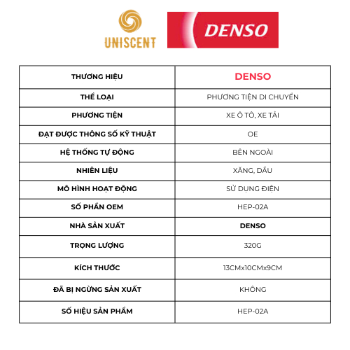 Bơm Xăng/Bơm Dầu/ Bơm 2 Đầu Áp Suất 1MPA/ Lưu Lượng 70L/H - DENSO 12V HEP-02A Made In Japan