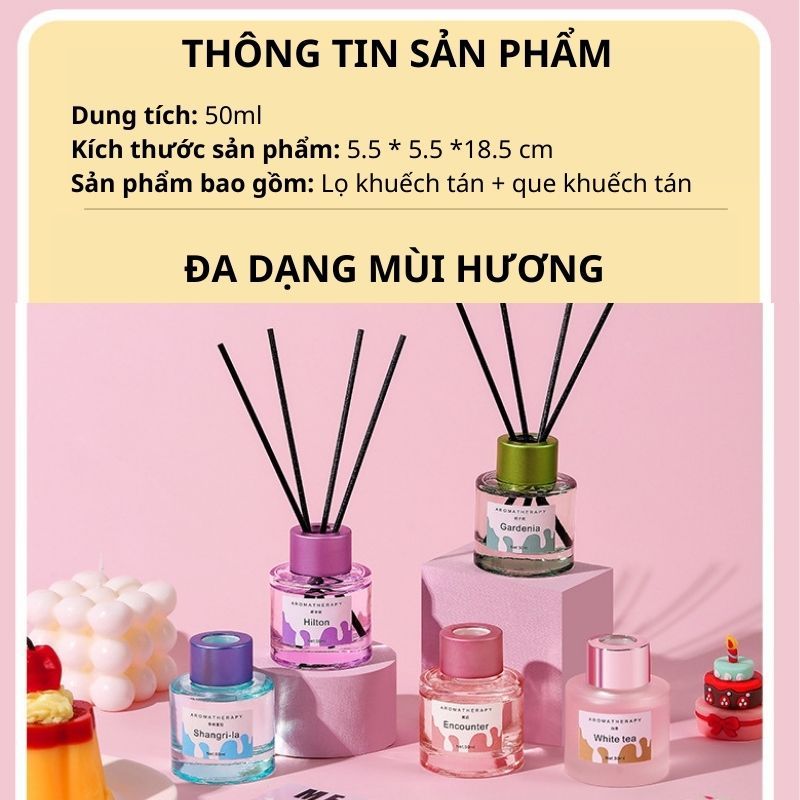 Tinh Dầu Thơm Thiên Nhiên Varomas 50ml Bản Nhiều Màu Để Phòng Que Gỗ Tự Khuếch Tán Thanh Lọc Khử Mùi Không Khí KT121