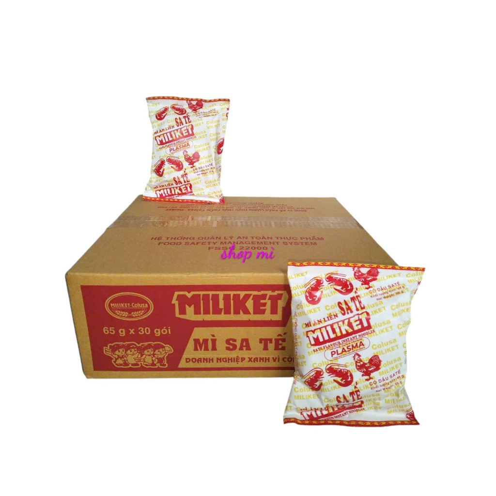 Thùng 30 gói mì sate giấy Miliket 65gr x 30 gói_ mì xưa