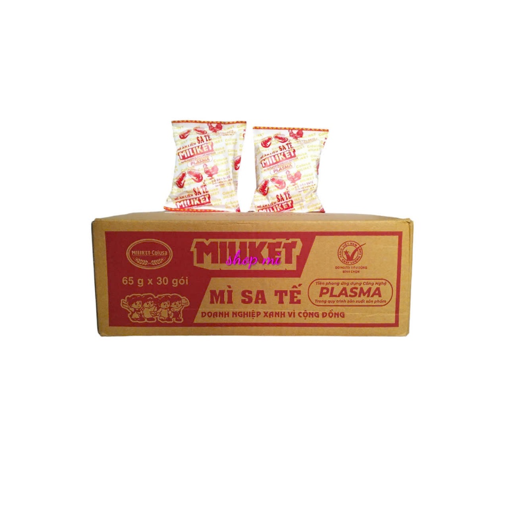 Thùng 30 gói mì sate giấy Miliket 65gr x 30 gói_ mì xưa
