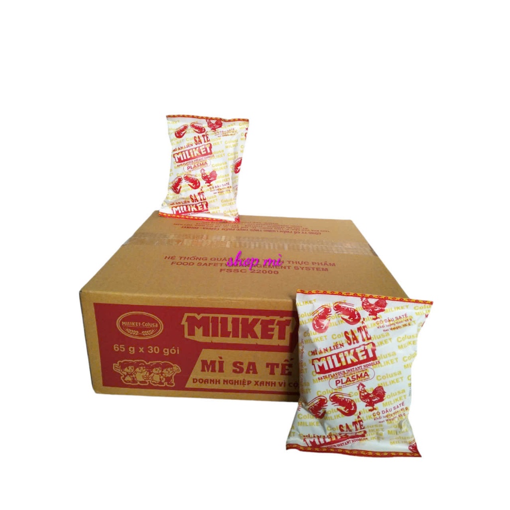 Thùng 30 gói mì sate giấy Miliket 65gr x 30 gói_ mì xưa