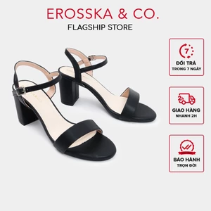 Erosska - Giày sandal nữ thời trang gót vuông kiểu dáng đơn giản màu đen cao 7cm - EB066