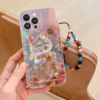 Ốp Lưng iPhone Mèo Phát Lộc Viền Thẳng Trong Suốt, Chống Sốc - iP 7/8/X/XS/11/12/13/14/15/16/17/Plus/Pro/Max/Air