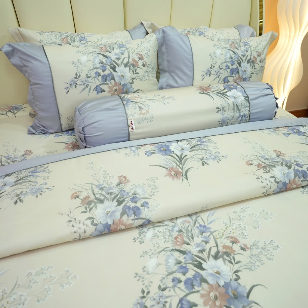 Bộ chăn ga gối ra giường lụa tencel siêu mềm mịn Hàn Quốc Julia 852