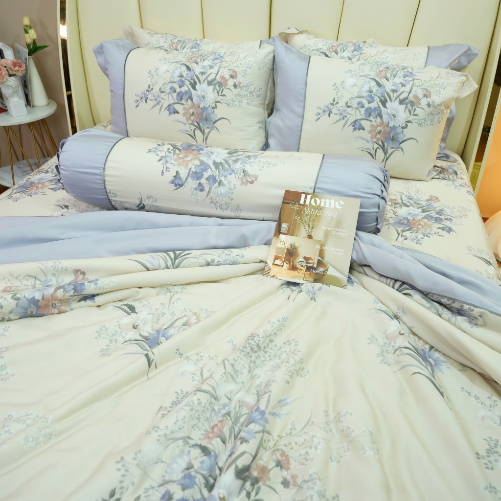 Bộ chăn ga gối ra giường lụa tencel siêu mềm mịn Hàn Quốc Julia 852