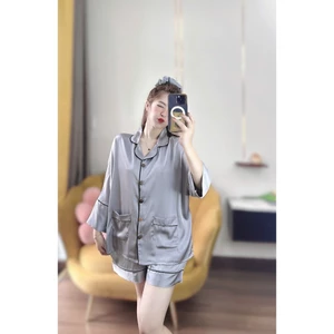 Bộ ngủ TAY LỠ Phom Dơi To LỤA LATIN quần có túi CÓ CỘT TÓC