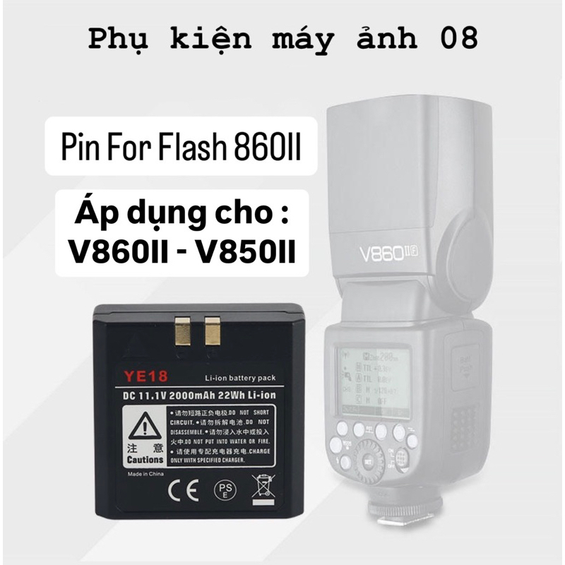 Pin flash trên máy ảnhVB18, VB19 phù hợp với Godox V860II V850II VB18 ...