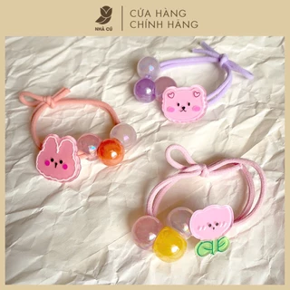 Dây Cột Tóc Vòng Tay Charm Ngọc Hình Hoa Gấu Thỏ NHÀ CÚ Dây Buộc Co Giãn Phong Cách Hàn Quốc Dễ Thương Hot Trend 5992