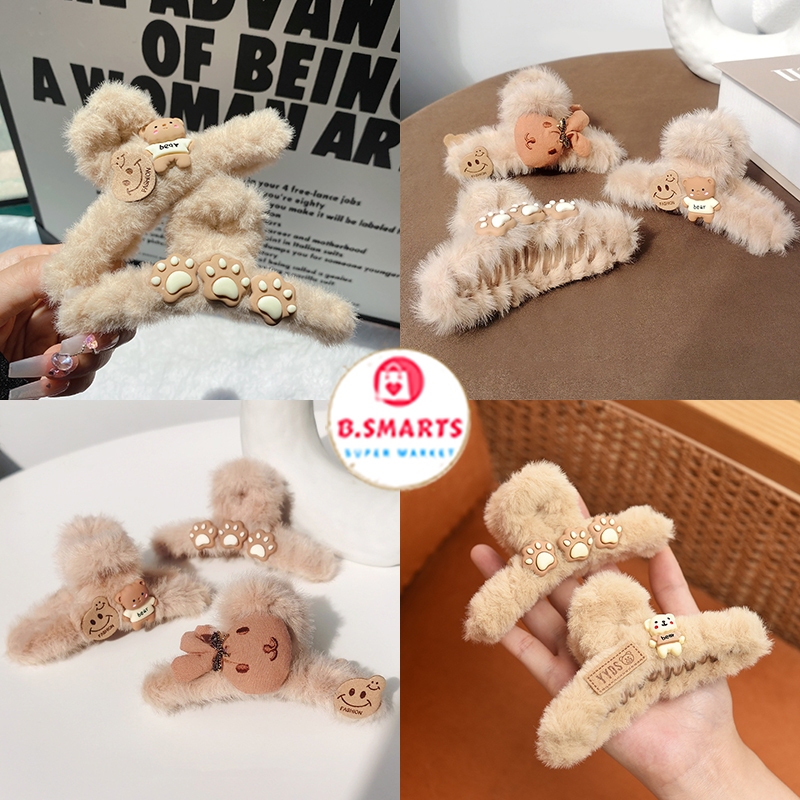 Kẹp Tóc Lông Mềm Mịn Sticker Xinh Xắn, Kẹp Tóc Càng Cua Phủ Lông Dễ ...