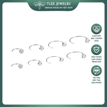 Khuyên tai bạc TLEE nụ đá dáng móc câu unisex TLEE JEWELRY B0241