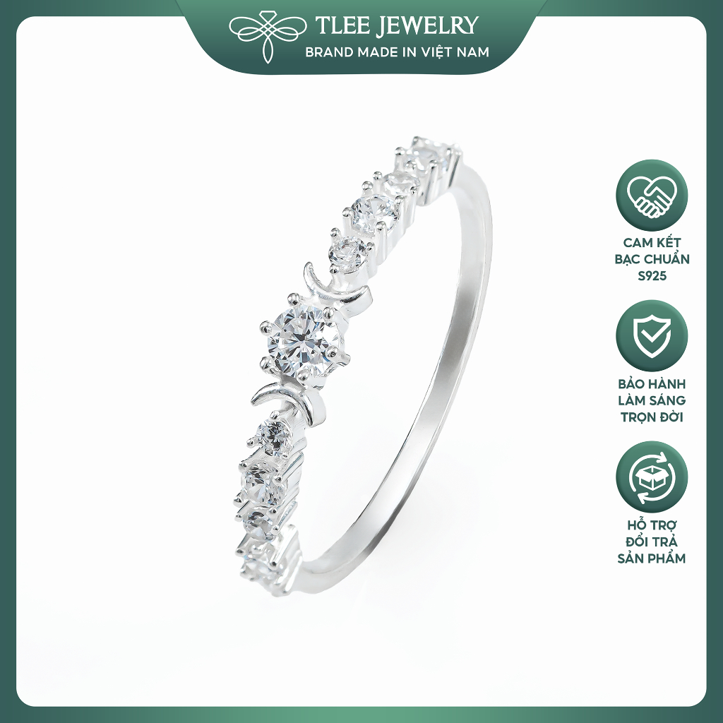 Nhẫn bạc nữ TLEE trụ đá mặt trăng nữ tính TLEE JEWELRY A0357