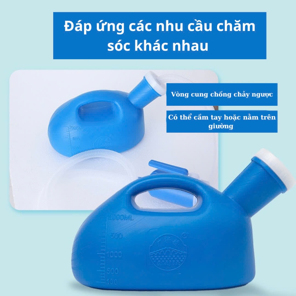 Bô đi tiểu 2 trong 1 cho người già, trẻ nhỏ, người nằm liệt giường dung tích 2000ml
