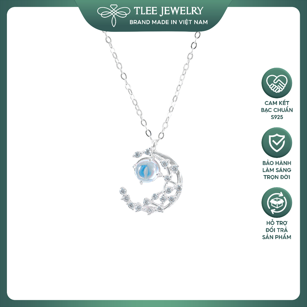 Ảnh Dây chuyền bạc nữ TLEE mặt trăng đá moonstone lấp lánh TLEE JEWELRY D0152 1