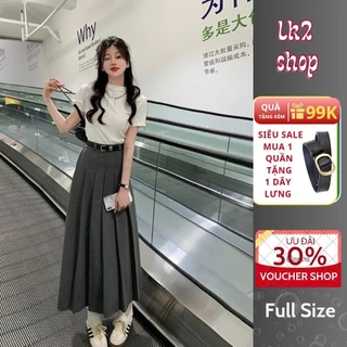 Chân váy xếp ly dài 💖𝑪𝒐́ 𝒒𝒖𝒂̀ 𝒕𝒂̣̆𝒏𝒈💖 Chân váy xếp ly dáng dài chất tuyết hàn phong cách Ulzzang Hàn Quốc- CV02