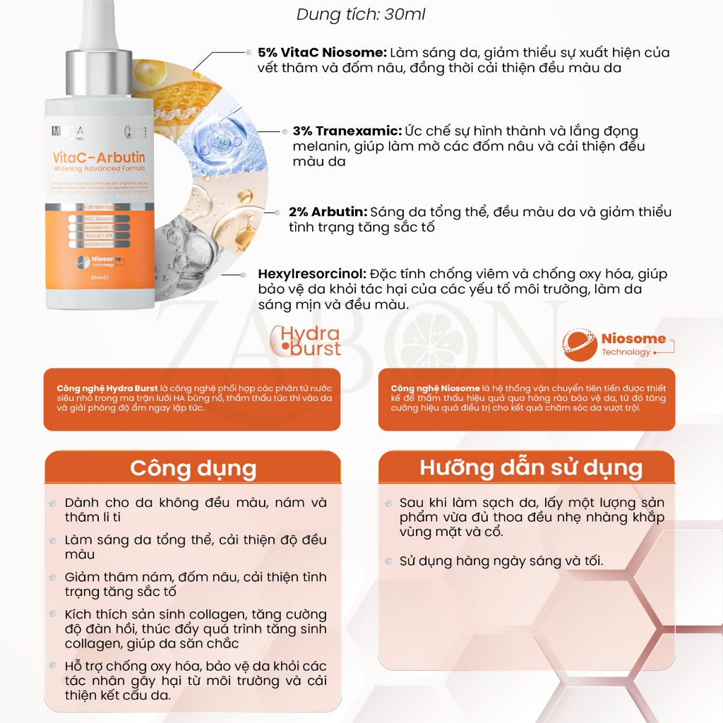 Serum MD CARE VitaC-Arbutin Serum – Whitening Advanced Formula 30ml sáng da, chống lão hóa