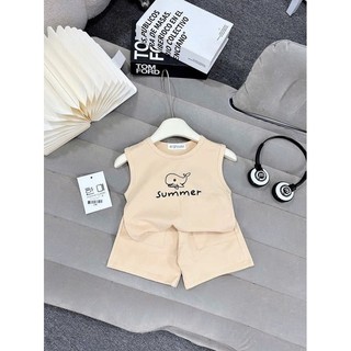 Combo 4 Bộ Ba Lỗ In Hình Cá Heo Siêu Dễ Thương,Chất Cotton Bozip Thoáng Mát Mền Mại Cho Các Bé Trai Bé Gái (6-25kg)