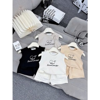 Combo 4 Bộ Ba Lỗ In Hình Cá Heo Siêu Dễ Thương,Chất Cotton Bozip Thoáng Mát Mền Mại Cho Các Bé Trai Bé Gái (6-25kg)