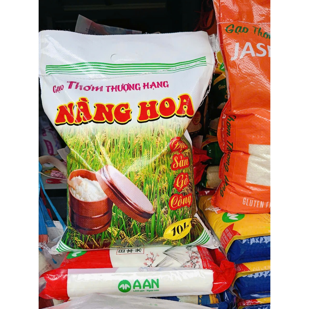 Gạo Nàng Hoa Gò Công mới - Túi 10kg - Dẻo vừa, thơm nhẹ
