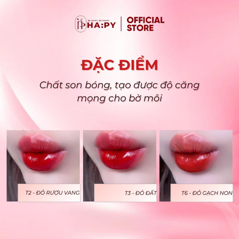 [MUA 1 TẶNG 2] Son bóng Hapy Glow Lip Tint Mỹ Phẩm CHính Hãng, Căng Bóng Làn Môi Với 7 Màu Đa Dạng