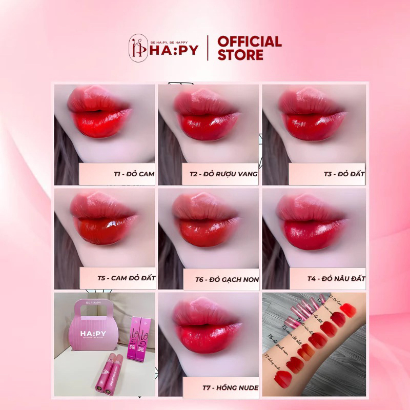 [MUA 1 TẶNG 2] Son bóng Hapy Glow Lip Tint Mỹ Phẩm CHính Hãng, Căng Bóng Làn Môi Với 7 Màu Đa Dạng