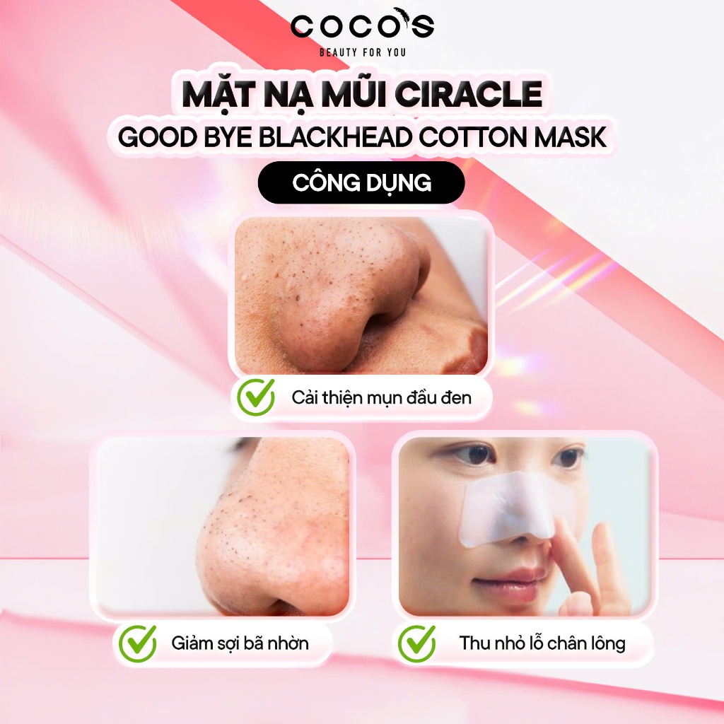 Ảnh Mặt Nạ Mũi Đẩy Mụn Đầu Đen Sợi Bã Nhờn Ciracle Good bye Blackhead Cotton Mask (5ml x 20 miếng) 3