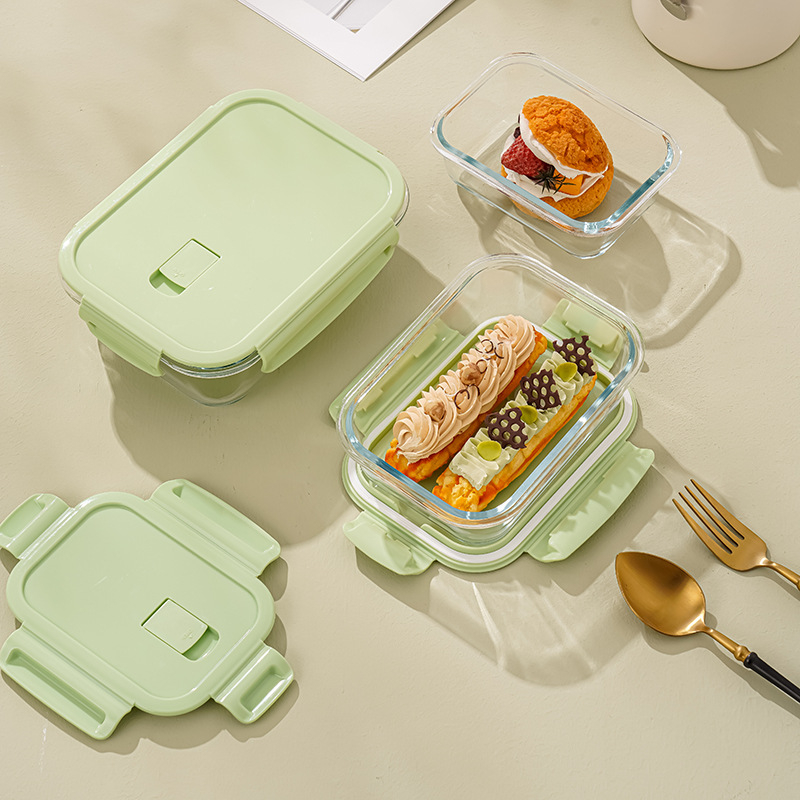 Ảnh YEAHCOOK Hộp cơm văn phòng bằng thủy tinh chia ngăn chống tràn dùng được trong lò vi sóng 1