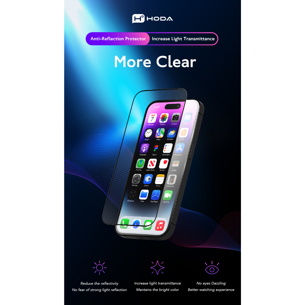 Cường Lực 3in1 2.5D Hoda Chống Vân Tay x Chống Chói x Chống Nhìn Trộm| Chống Ánh Sáng Xanh Có Khung cho iP 16/ 17 Series