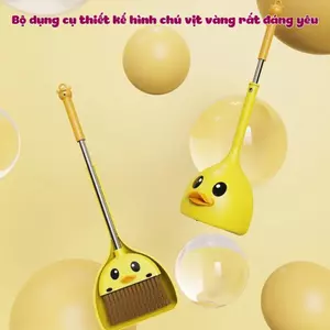 Bộ Chổi Quét Nhà Kèm Hót Rác Vịt Vàng Dễ Thương Cho bé