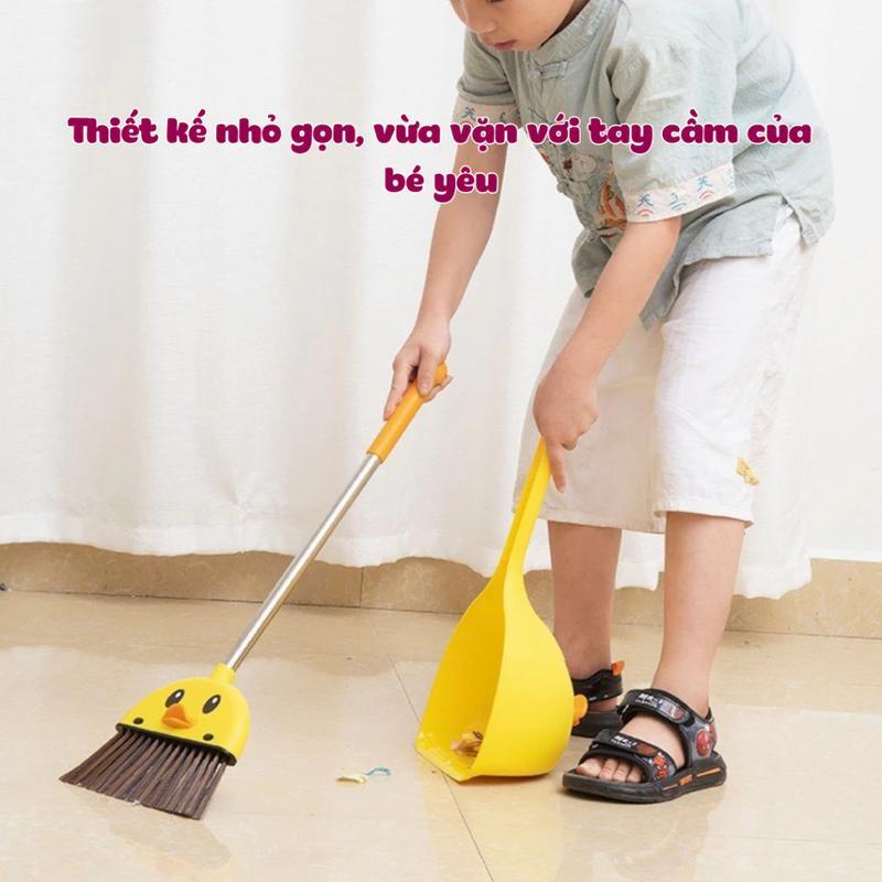 Bộ Chổi Quét Nhà Kèm Hót Rác Vịt Vàng Dễ Thương Cho bé