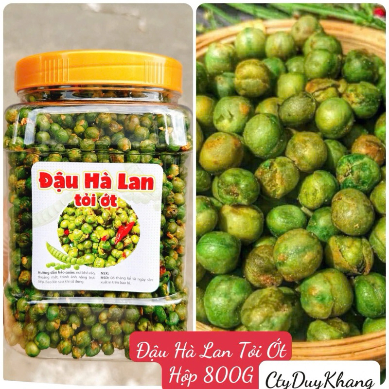ĐẬU HÀ LAN TỎI ỚT loại ngon - HỘP 800GR